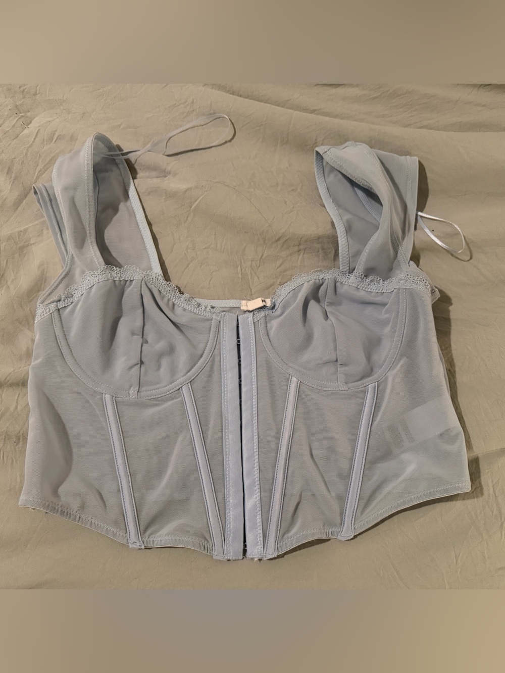 Garage Pale Blue Mesh Corset Bralette